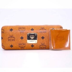 Authentic MCM Name Brand Logo Monogram Clam Cognac Glasses Eyeglasses Hard Case